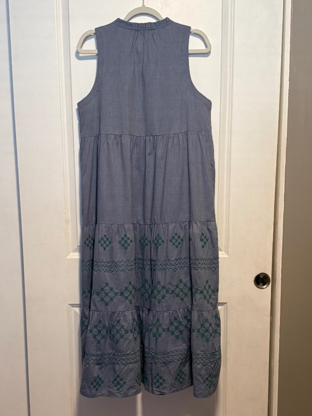Tuckernuck Emerald Embroidered Chambray Salty Paloma Caftan Midi Dress Large - Picture 10 of 15